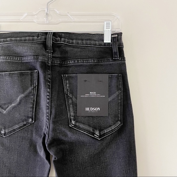Hudson Nico Midrise Super Skinny Ankle Jeans Star Embellishments Black - Picture 14 of 16